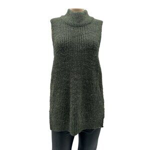 Obey N°89 Womens Sleeveless Knit Tunic Sweater Side Slits Turtleneck Green L